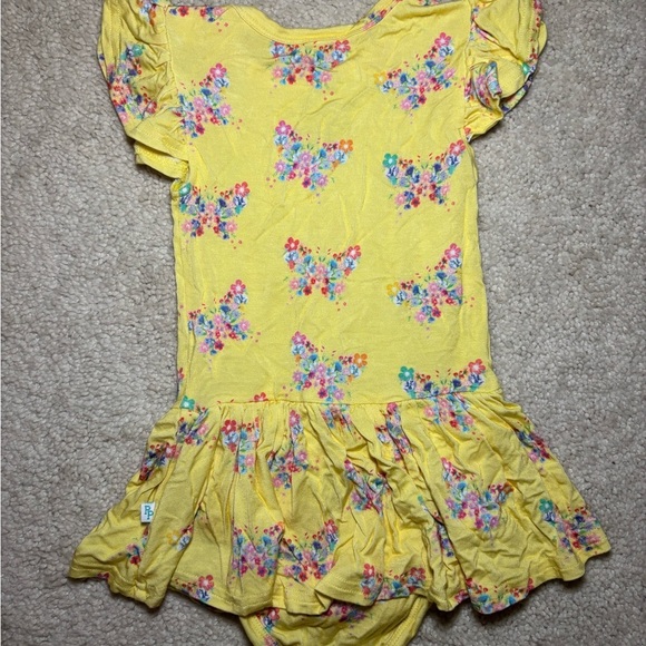 Posh Peanut Butterfly Floral Yellow Baby Twirl Bodysuit Dress - size 12-18m - Picture 6 of 6